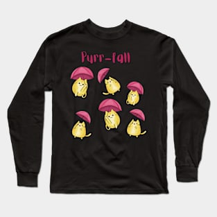 Purr-fall cute cats and kitten raining with umbrellas Long Sleeve T-Shirt